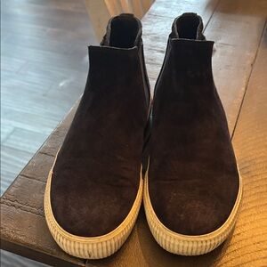 Womans Classic Blue Suede Slip-On Sneakers